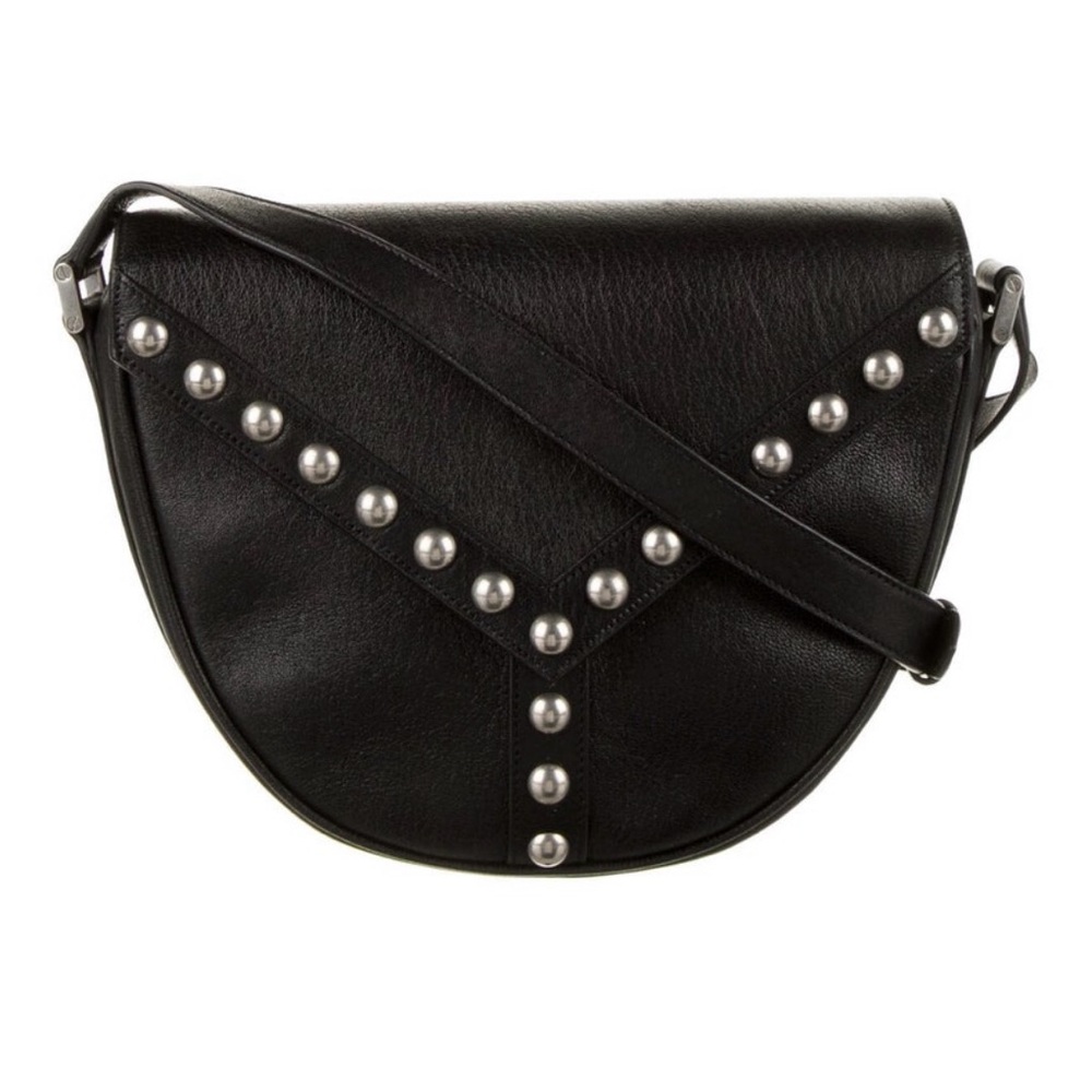 Elegant Black YSL Crossbody Envelope Bag with Silver Accents